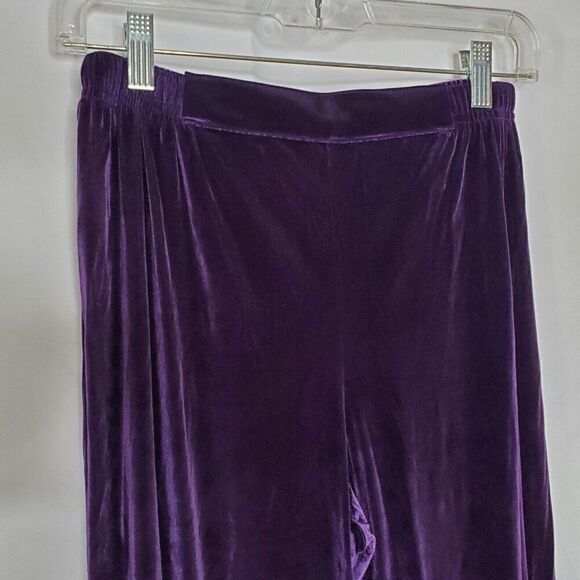 Coldwater Creek Velour Pants M Plum Purple Elastic Waist - Picture 4 of 6